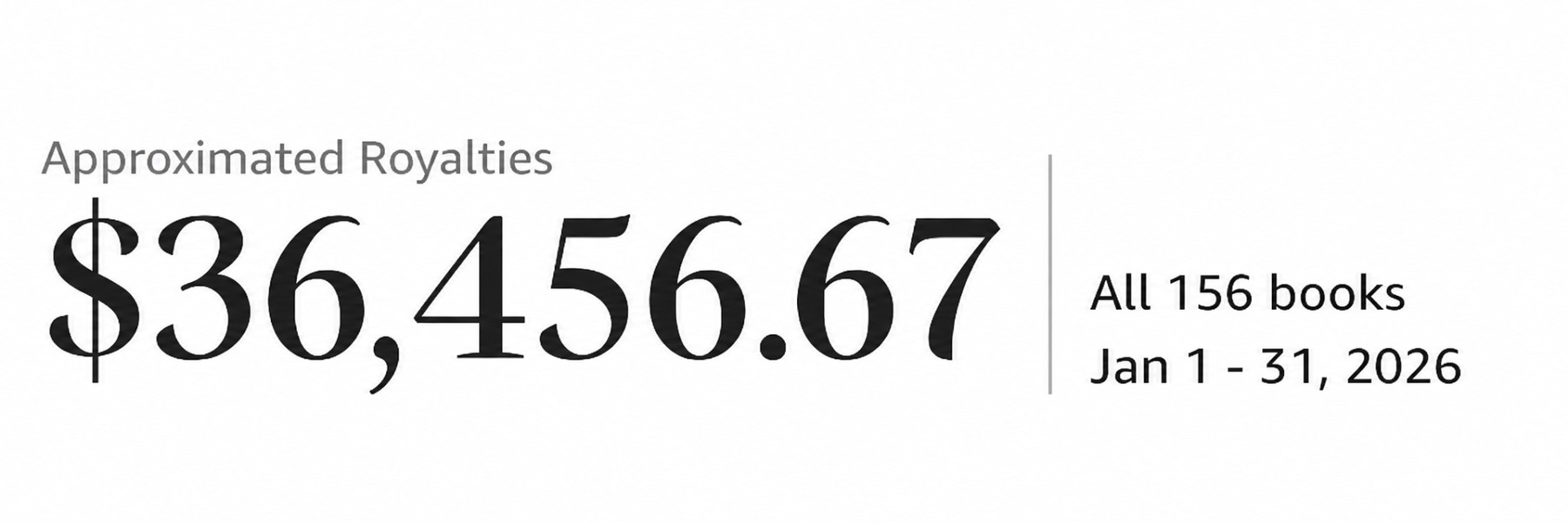 Amazon royalty dashboard showing approximated royalties